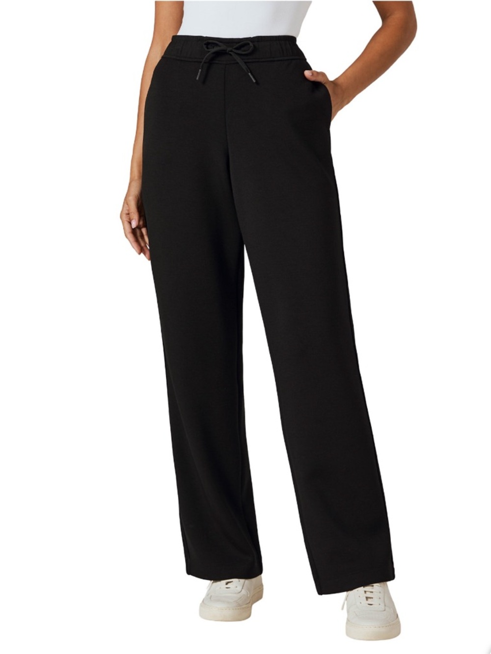 Relaxed Black Wide-Leg Drawstring Pants